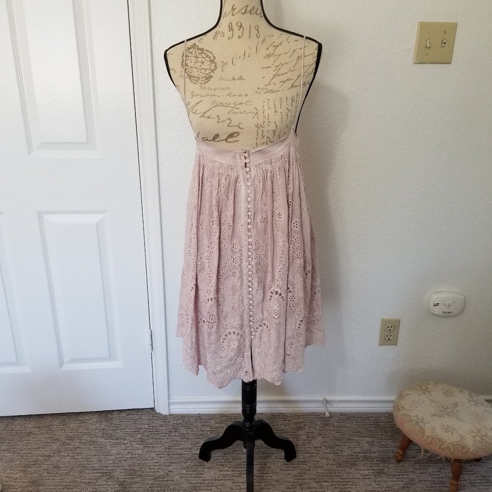 Young Fabulous & Broke gorgeous pink eyelet embroidered baby doll dress EUC